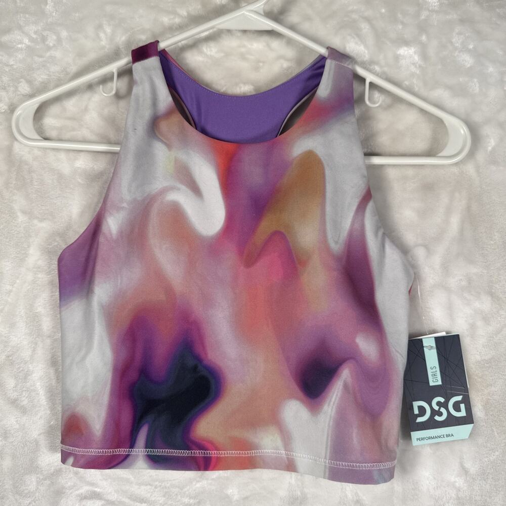 DSG Girls' Lg Performance Bra Shelf Bra Tank Swim Top Melty Warm DAG13119PRT
